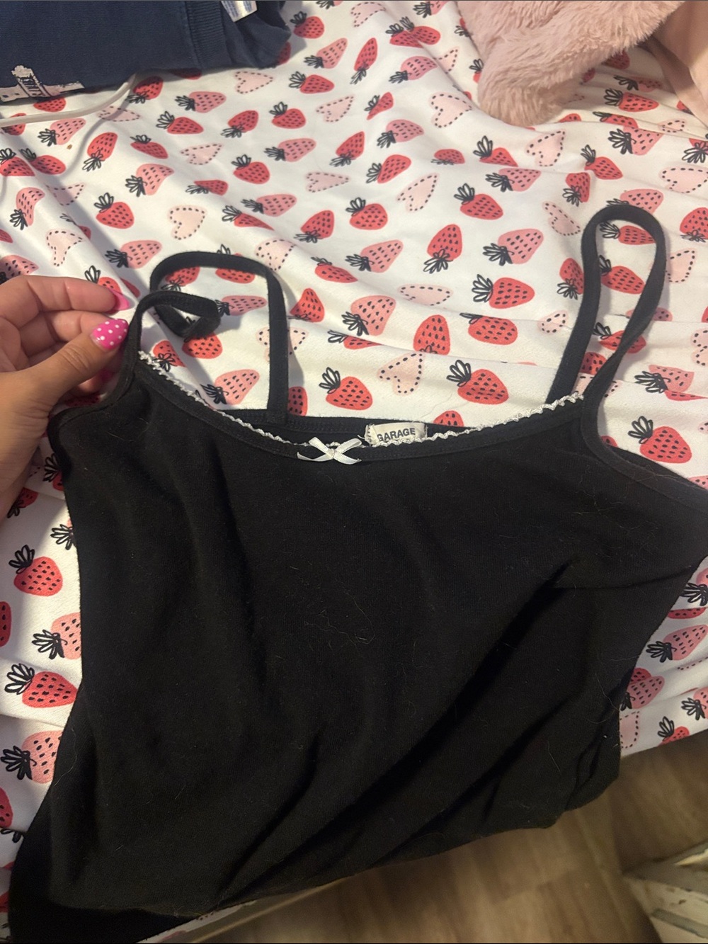 Garage Black Spaghetti Strap Camisole with White Trim